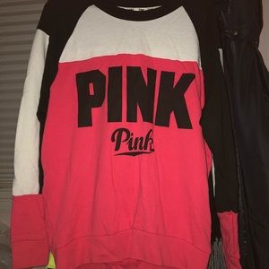 PINK COLORBLOCK CREWNECK